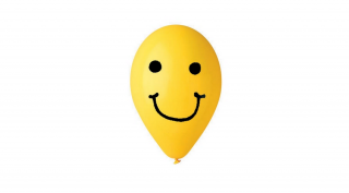 30 cm-es sárga smiley printelt gumi léggömb - 100 db / csomag