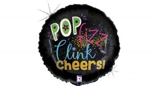 45 cm-es hologramos "Pop-Fizz-Clink-Cheers" fólia lufi
