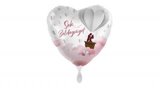 45 cm-es Sok Boldogságot feliratos szív alakú fólia lufi
