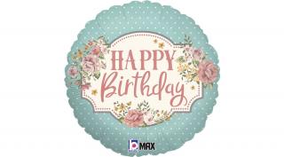 45 cm-es vintage Happy Birthday fólia lufi