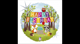 46 cm-es Happy Birthday Woodland fólia lufi