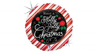 46 cm-es Holly-Jolly Christmas feliratú, hologrammos fólia lufi