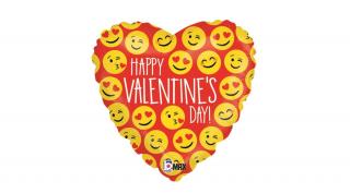 46 cm-es szív alakú valentin emoji fólia lufi