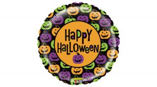 53 cm-es Happy Halloween feliratú, tökös fólia lufi