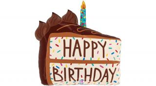 71 cm-es Happy Birthday csokitorta szelet fólia lufi