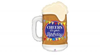 86 cm-es Cheers It's your Birthday söröskorsó fólia lufi
