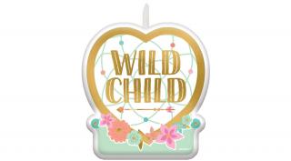 Boho Birthday Girl - Happy Birthday virágos-arany gyertya - 6 cm