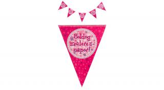 Boldog Szülinapot pink műanyag zászló - 360 cm