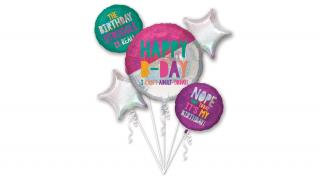 Bouquet - Young And Fab - Happy Birthday fólia lufi csokor 5db/cs
