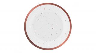 Elegáns fehér tányér rosegold mintával 18 cm 6db/cs