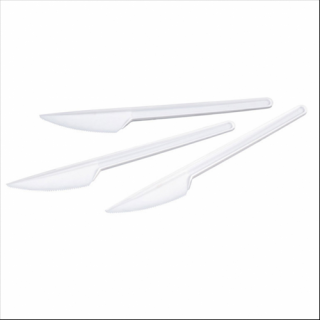 Fehér műanyag kés, 25 db