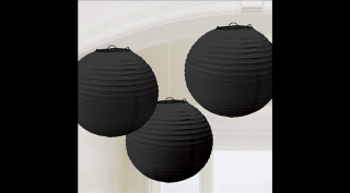 Fekete lampion 24 cm, 3 db/cs