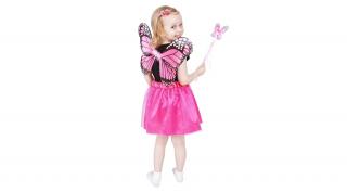 Gyerekjelmez sötét pink pillangó (szoknya, szárny, varázspálca)
