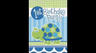 Happy 1st Birthsday teknősös meghívó fiúknak 8 db/cs
