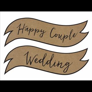 Happy Couple, Weddding esüvői felirat papírból - 55 cm x 19 cm, 2 db / csomag