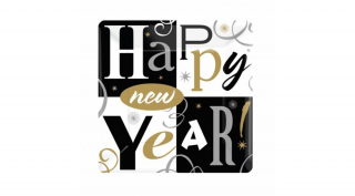 Happy New Year papírtányér 17 cm 8db/cs
