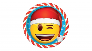 Karácsonyi Emoji papírtányér, 23 cm-es 8db/cs