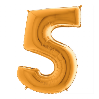 MegaShape - arany színű 5-ös szám fólia lufi
