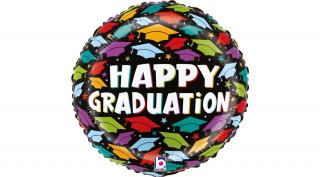 Mini - ballagó kalapos HappyGgraduation fólia lufi