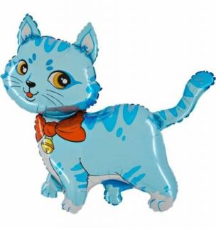 Mini - Kék cica masnival fólia lufi
