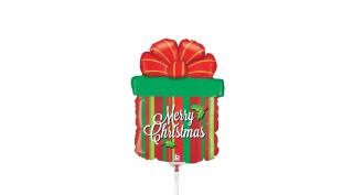 MiniShape - Merry Christmas ajándékdoboz alakú fólia lufi