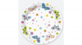 Pillangó virágokkal tányér - 22,7 cm - 8 db / csomag