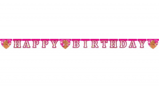 Pink lovas Happy Birthday felirat