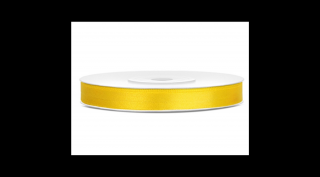 Sárga színű szatén szalag - 6 mm x 25 m