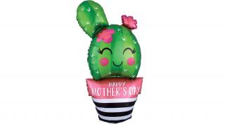 SuperShape - 45 cm x 88 cm-es Happy Mother's Day feliratos kaktusz alakú fólia lufi