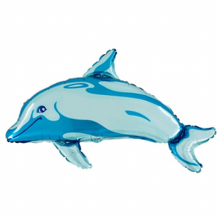 SuperShape - 80 cm-es kék delfin fólia lufi
