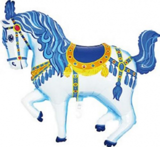 SuperShape - 90 cm-es kék cirkuszi ló fólia lufi