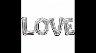 SuperShape - ezüst színű LOVE betű fólia lufi - 63 cm x 22 cm