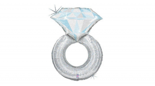 SuperShape - Jegygyűrű formájú, ezüst színű, hologrammos fólia lufi