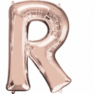 SuperShape - rosegold R betű fólia lufi