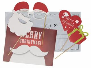 Szelfi szett - Karácsonyi 4 db fotókellékkel + 1 db képeslap borítékkal