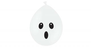 Szellem arc mintás halloween-i gumi léggömb - 10 db / csomag