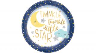 Twinkle Little Star- Ragyogj kiscsillag babaváró party papírtányér 27cm-es, 8db/cs