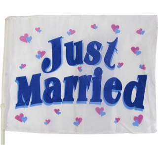 Zászló Just Married felirattal - 40 cm x 30 cm