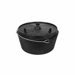 Petromax Dutch Oven, öntöttvas edény, 16 liter, lapos fenékkel