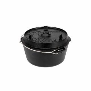 Petromax Dutch Oven, öntöttvas edény,  8 liter, lapos fenékkel