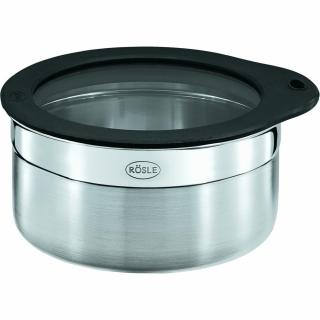 Rösle tároló doboz szilikon peremes üveg fedélell, 12x6,5  cm