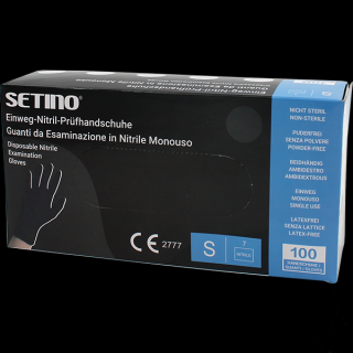 Setino nitril gumikesztyű, S, fekete, 100 db