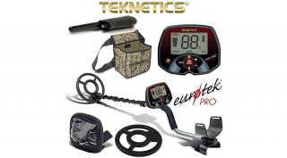 Teknetics Eurotek Pro fémkereső 20 cm-es (8") keresőfejjel + pinpointer + koptató + táska