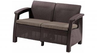 CURVER CORFU LOVE SEAT MŰRATTAN KERTI 2 ÜLÉSES KANAPÉ BARNA