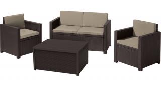 CURVER Monaco set with storage table barna-meleg taupe