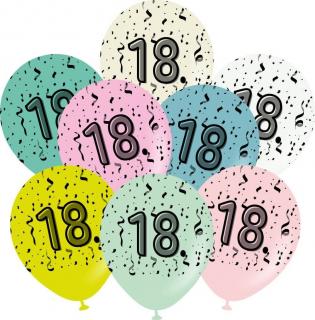 18. születésnapra gömb, latex lufi, pasztell színekben, 10 db