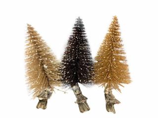 Csíptethető Karácsonyfa, arany, bronz, barna, 7 cm