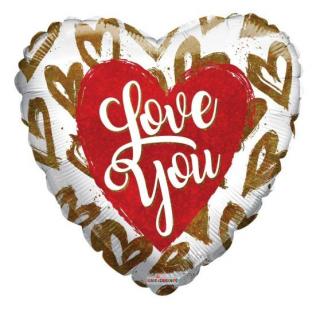 Csokorba tűzhető fólia lufi, Love You felirattal