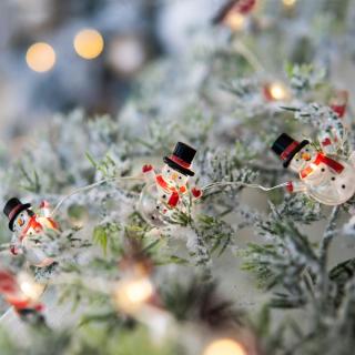Elemes, karácsonyi tündérfény világítás, hóember, meleg fehér, 1 m