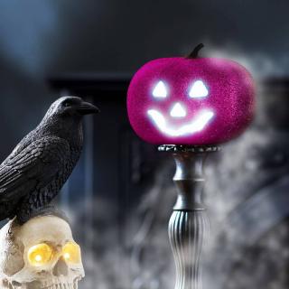 Halloween -i habszivacs tök, RGB Led, lila, 11 cm
